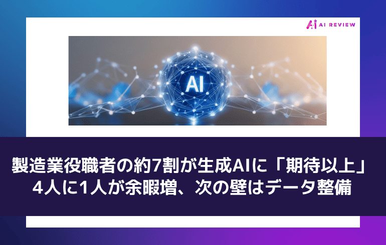 製造業役職者の約7割が生成AIに「期待以上」 ― 4人に1人が余暇増、次の壁はデータ整備